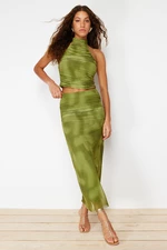 Trendyol Green Draped Maxi Tulle Stretch Knitted Skirt