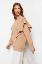 Trendyol Beige Ruffle and Piping Detailed Knitted Tunic