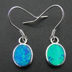 Brass Women's Thin Blue Opal Hanging Earrings Plain-style Jewelry Factory Jewelry Attacked