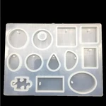 12 Designs jewelry making Pendant silicone Mold Resin Silicone Moulds handmade tool geometry molds Square Round drop with hole