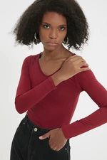 Trendyol Claret Red V-Neck Knitted Body With Snap Fastener