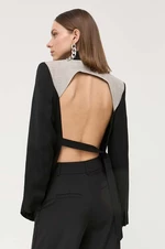 Vlněná bunda Victoria Beckham černá barva, bez zapínání, hladká