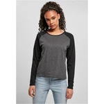 Women's contrasting raglan long sleeves charcoal/black