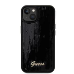 Zadní kryt Guess Sequin Script Logo pro Apple iPhone 13, černá