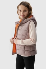 Girls' down vest with 4F synthetic down filling - beige