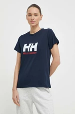 Bavlnené tričko Helly Hansen dámsky, tmavomodrá farba