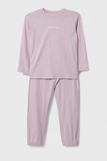 Dětské bavlněné pyžamo United Colors of Benetton růžová barva, s potiskem