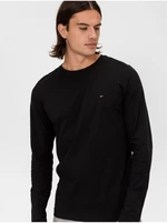 Černé pánské tričko Tommy Hilfiger Stretch Slim Fit Long Sleeve Tee - Pánské
