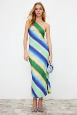 Trendyol Blue Maxi Fitted Stretchy Knitted Maxi Pencil Dress