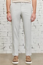 ALTINYILDIZ CLASSICS Men's Light Gray Slim Fit Narrow Cut Side Pocket Dobby Flexible Trousers