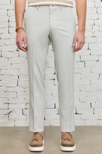 ALTINYILDIZ CLASSICS Men's Light Gray Slim Fit Narrow Cut Side Pocket Dobby Flexible Trousers