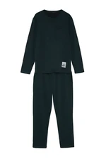 Trendyol Men's Green Regular Fit Tag Detailed Knitted Pajamas Set.