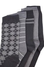Trendyol Multicolored Cotton 5-Pack Striped-Plaid-Solid Color Crew Socks