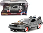 DeLorean DMC (Time Machine) Brushed Metal "Back to the Future Part III" (1990) Movie "Hollywood Rides" Series 1/32 Diecast Model Car by Jada