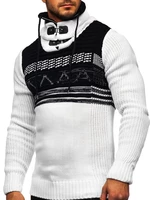 Biely hrubý pánsky sveter zo stojačikom Bolf 2020