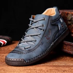 Menico Men's Leather Soft Hand Sewn Lace-Up Non-Slip Wearable Casual Booties