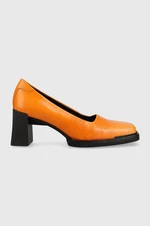 Kožené lodičky Vagabond Shoemakers Edwina oranžová barva, na podpatku
