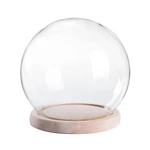 12cm Glass Dome Ball Cloche Globe Bell Jar Tealight Flower Cover Stand Display Room Decorations