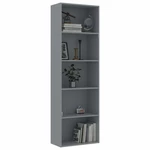 5-Tier Book Cabinet Gray 23.6"x11.8"x74.4" Chipboard