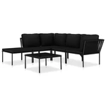 6 Piece Garden Lounge Set with Cushions Black PVC