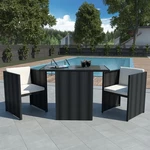 3 Piece Outdoor Dining Furniture Set with Cushions Poly Rattan Brown