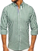Zelená pánská pruhovaná košile s dlouhým rukávem Bolf 20729