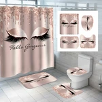Girly Rose Gold Eyelash Makeuo Shower Curtain Bath Curtain Set Spark Rose Drip Bathroom Curtain Eye Lash Beauty Salon Ma
