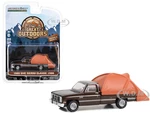 1986 GMC Sierra Classic 1500 Pickup Truck Dark Brown Metallic with Modern Truck Bed Tent "The Great Outdoors" Series 3 1/64 Diecast Model Car by Gree