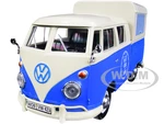 Volkswagen Type 2 (T1) Pickup Food Truck Cream and Blue 1/24 Diecast Model Car by Motormax