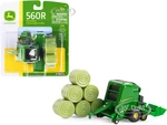 John Deere 560R Round Baler Green with Six Hay Bales 1/64 Diecast Model by ERTL TOMY