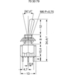 Miyama MS 500-BC-F pákový spínač 125 V/AC 6 A 2x zap/zap  s aretáciou 1 ks