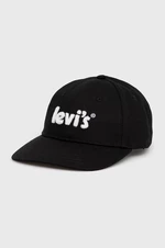 Bavlnená čiapka Levi's čierna farba, s nášivkou