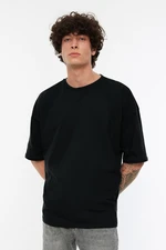 Trendyol férfi fekete oversize/wide-fit alap 100% pamut póló
