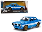 1970 Brians Ford Escort Blue with White Stripes "Fast &amp; Furious" Movie 1/24 Diecast Model Car by Jada