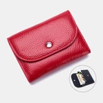 Women Genuine Leather Multifunction Lychee Pattern Coin Bag Small Wallet