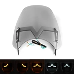 Universal 5-7'' Smoke Round Headlight Front Fairing Motorcycle Windshield Windscreen With LED