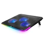 LLANO Laptop Cooling Pad Laptop Radiator Cooler Stand with 3 Cooling Fans 2 USB Ports Adjustable Height RGB Touch Contro