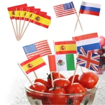 Honana 50 Pcs/Lot Flag Fruit Toothpick Paper Flag Food Picks Cake Toothpicks World-Cup Fruit Sticks