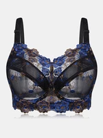 Plus Size WomenFloral Embroidery Lace Full Cup Breathable Push Up Bras