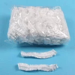 100pcs Bathroom Disposable Strip Transparent PE Plastic Shower Cap Hotel Room Bath Hair Protective Caps Shower Bag