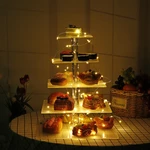 3/4/5 Tier Acrylic Cake Cupcake Display Stand w/LED String LightsDessert Tower