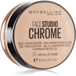 Maybelline Face Studio Chrome Jelly Highlighter gélový rozjasňovač odtieň 20 Metallic Rose 9.5 ml