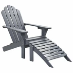 Garden Chair with Ottoman Wood Gray