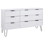 Drawer Cabinet White 47"x15.6"x29" Solid Pine Wood