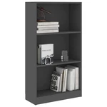 3-Tier Book Cabinet Gray 23.6"x9.4"x42.5" Chipboard