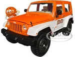 2017 Jeep Wrangler Orange Metallic and White and Orange M&amp;M Diecast Figure "M&amp;Ms" "Hollywood Rides" Series 1/24 Diecast Model Car by Jada