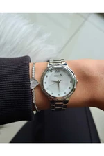 Polo Air Stylish Sports Women's Wristwatch Zircon Stone Heart Bracelet Combination Silver Color