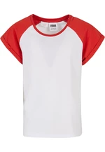 Dívčí kontrastní raglánové tričko bílé/velké