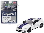 Ford Mustang GT "LB-Works" White with Blue Stripes Limited Edition to 3600 pieces Worldwide 1/64 Diecast Model Car by True Scale Miniatures