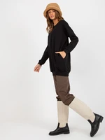 Basic black long sweatshirt with pockets